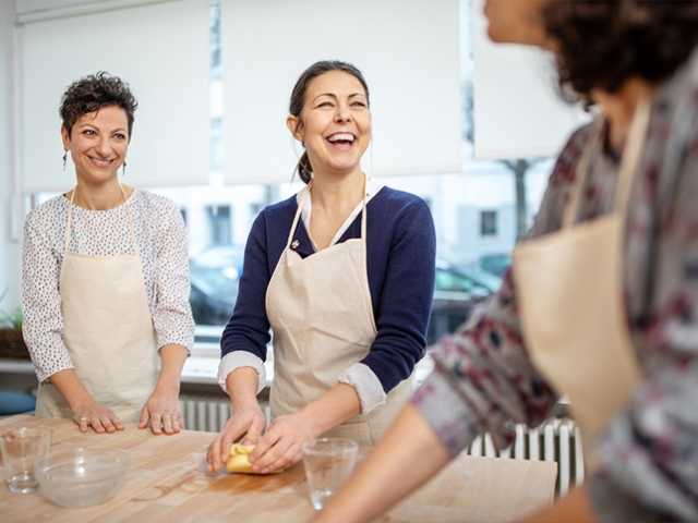 Ladies in a cooking class